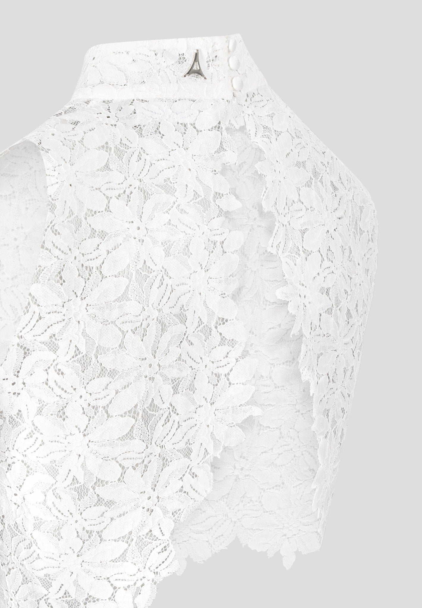 Lace Open Back Top - White