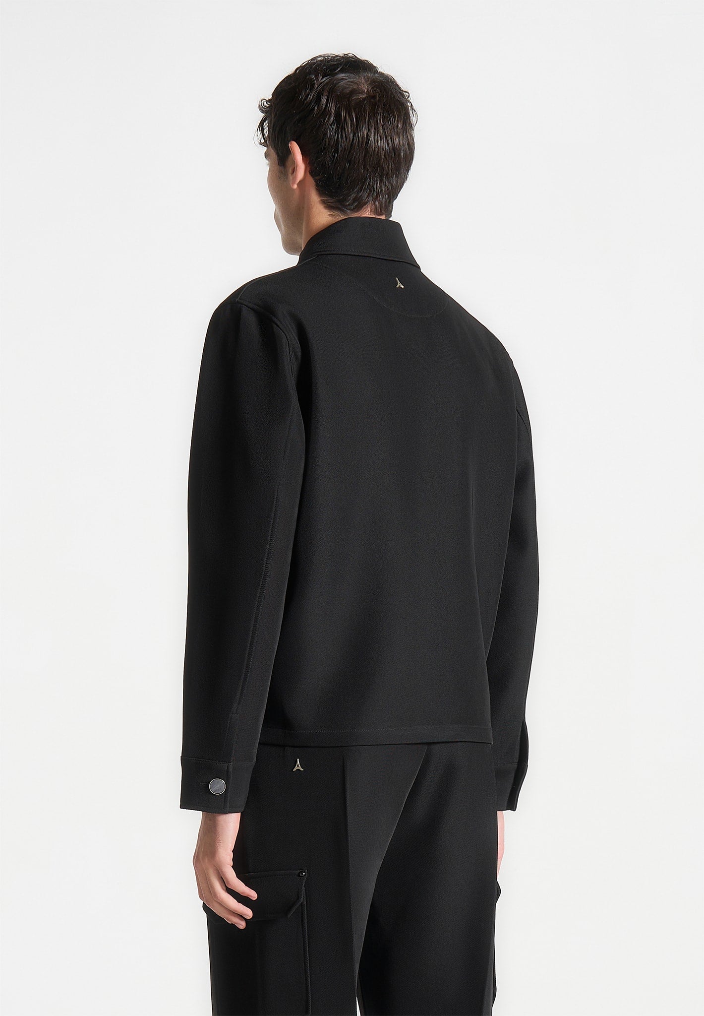 Twill Pocket Cropped Shirt - Black