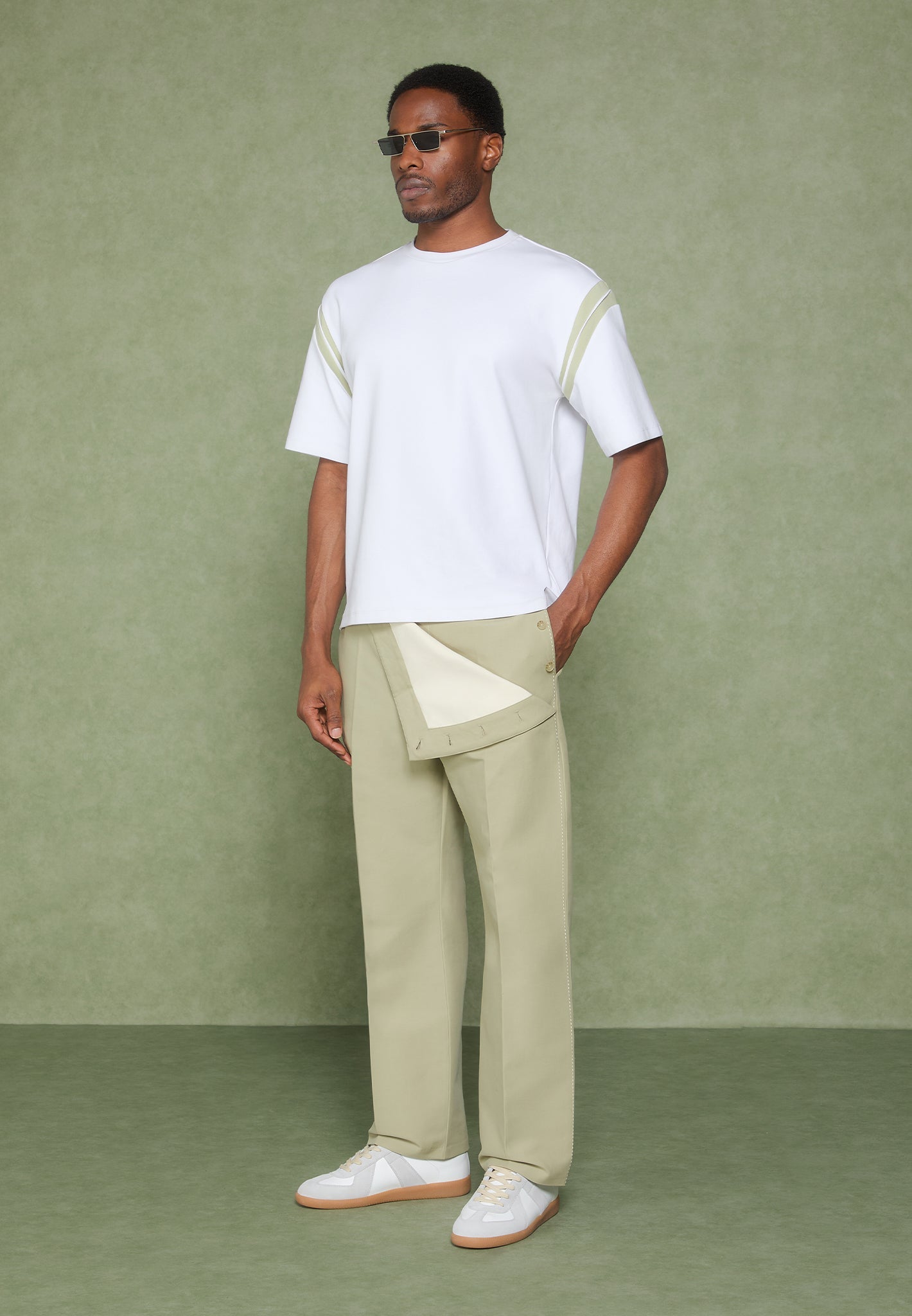 Varsity T-Shirt - Off White/Sage