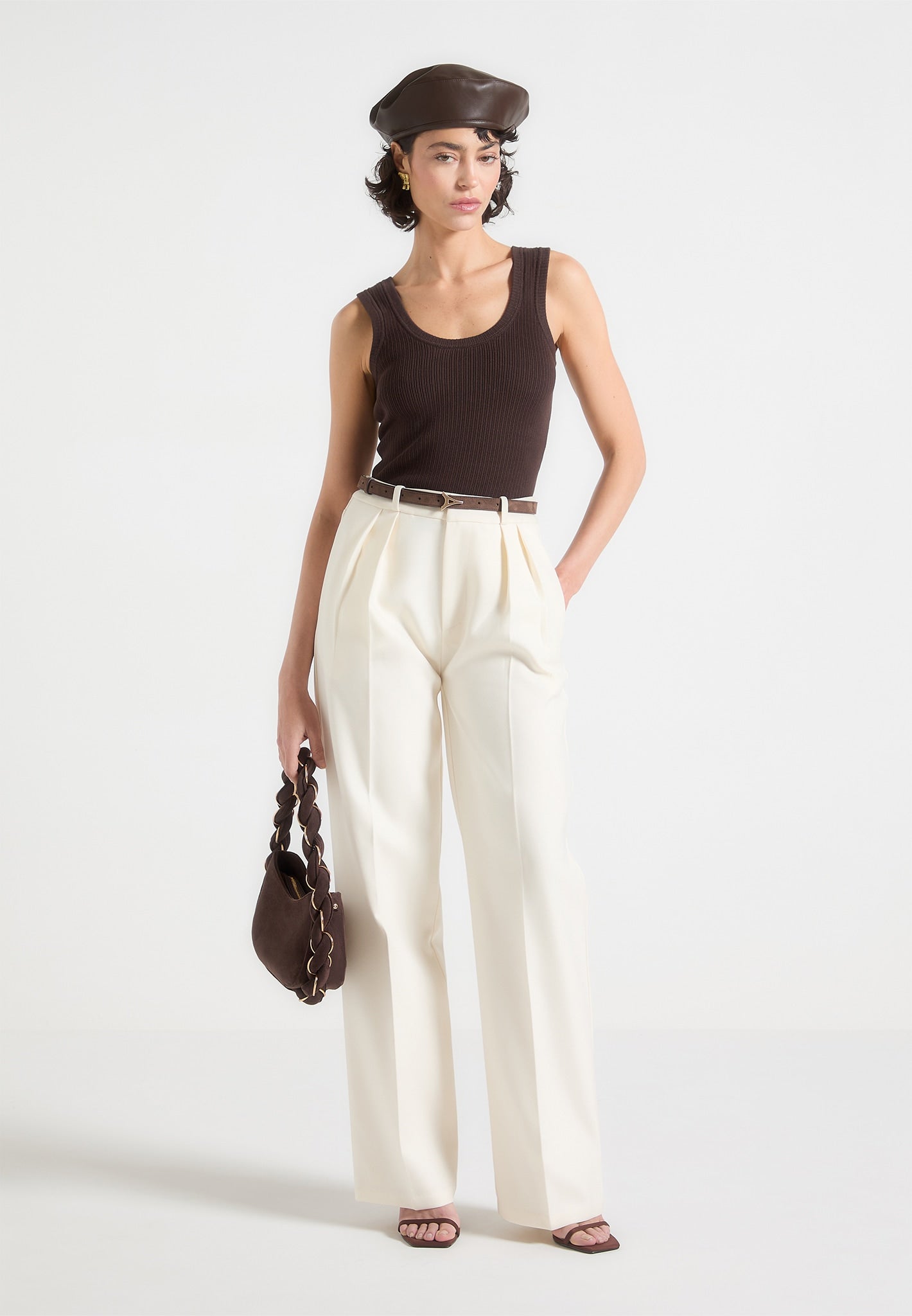 Eiffel Slim Suede Belt - Brown/Gold