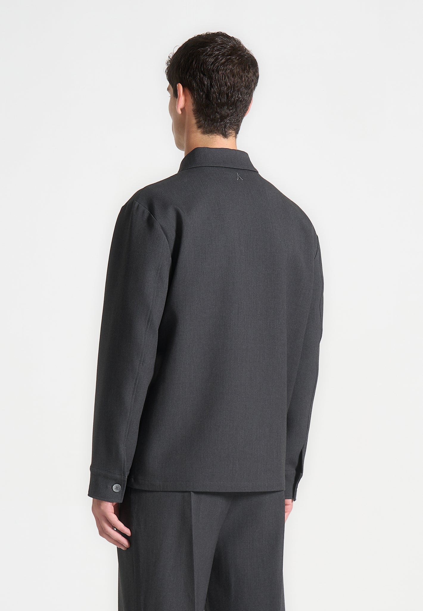 Hatched Tailored Overshirt - Grey