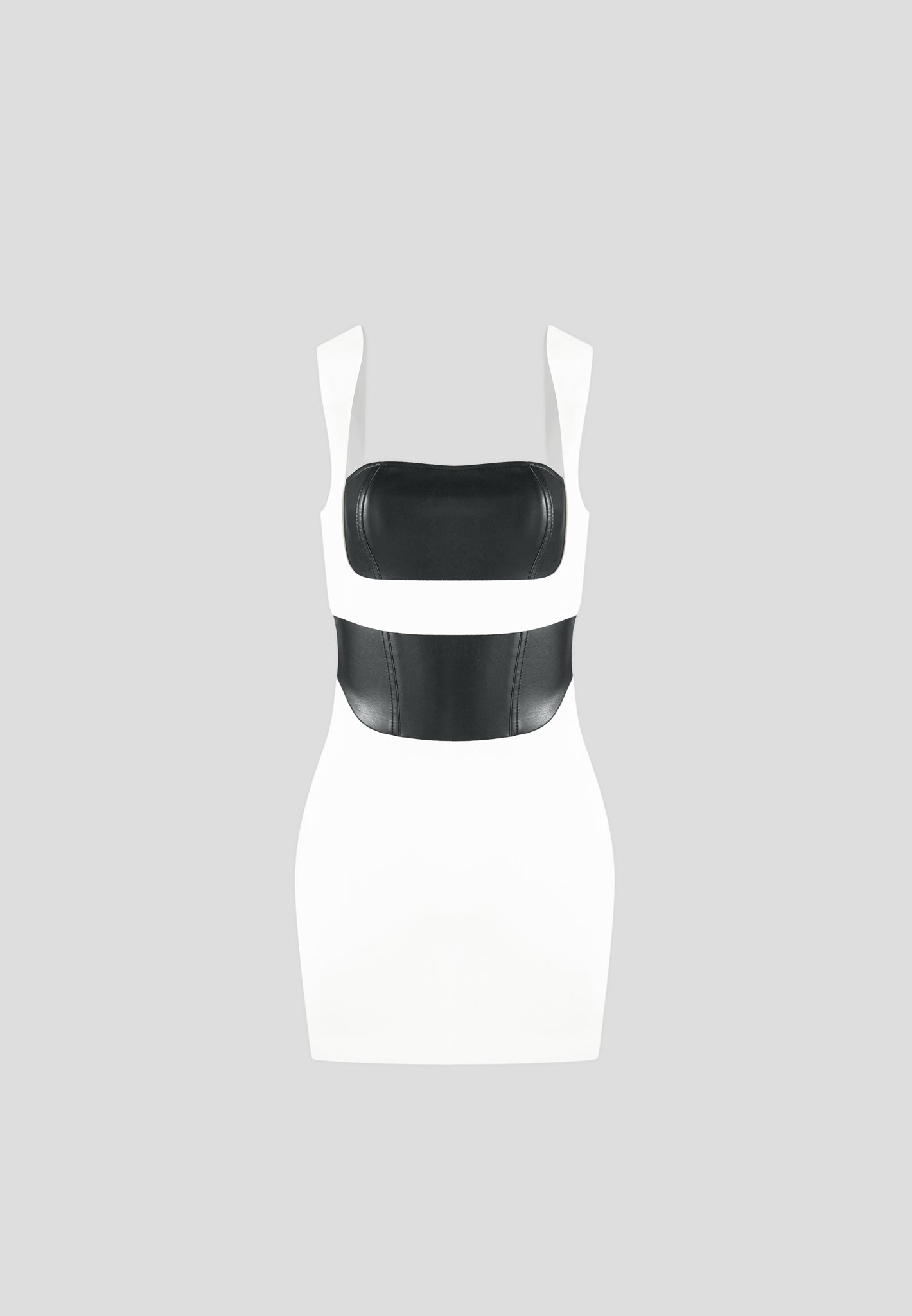 Layered Corset Mini Dress - White/Black