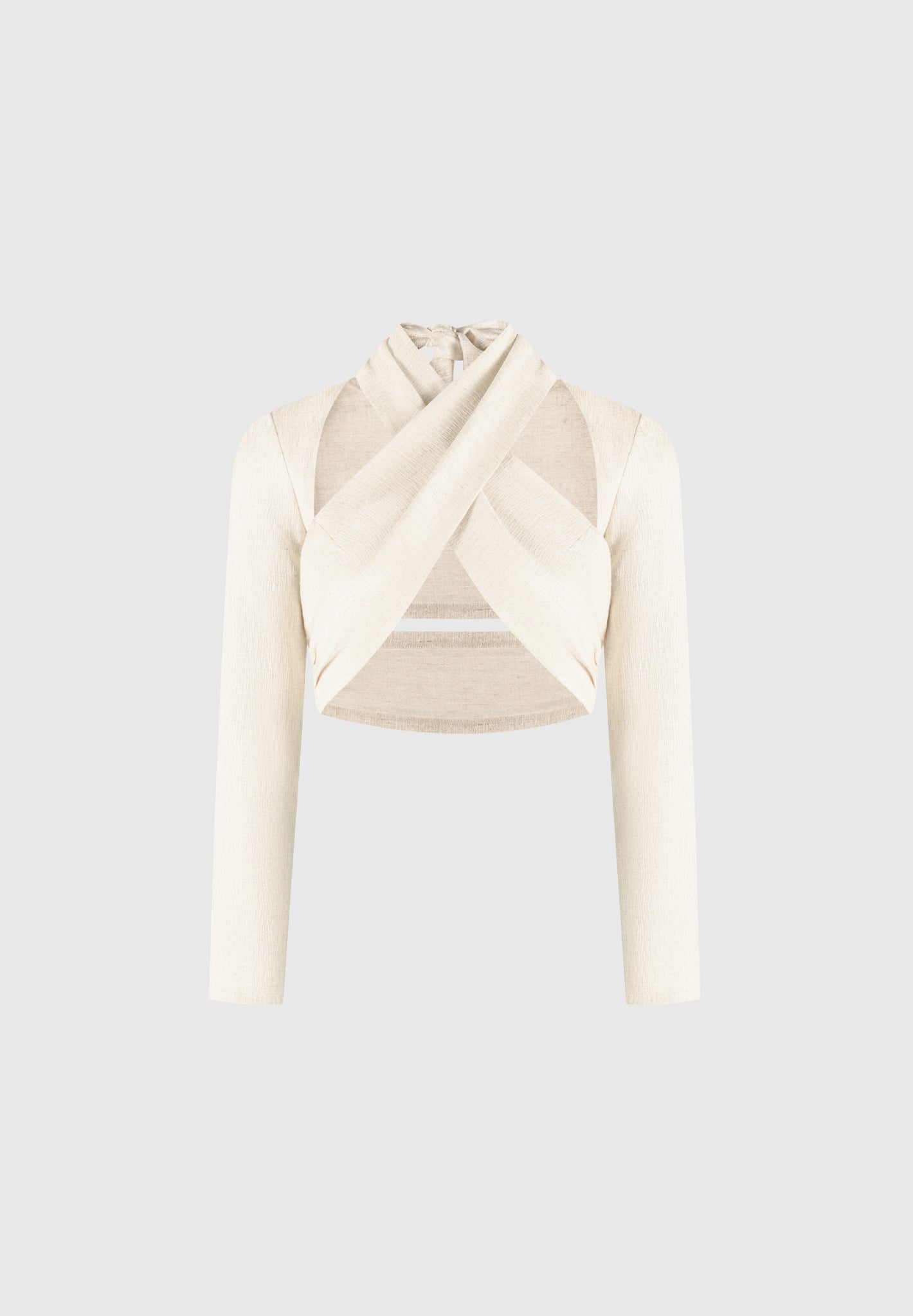 Linen Crossover Bolero Top - Natural