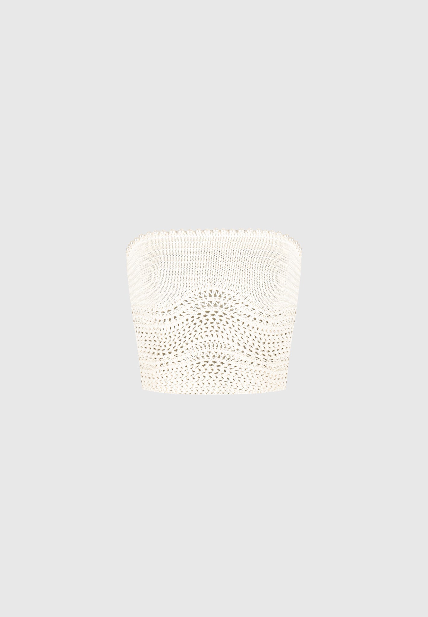Pearl Applique Crochet Bandeau Top - Cream