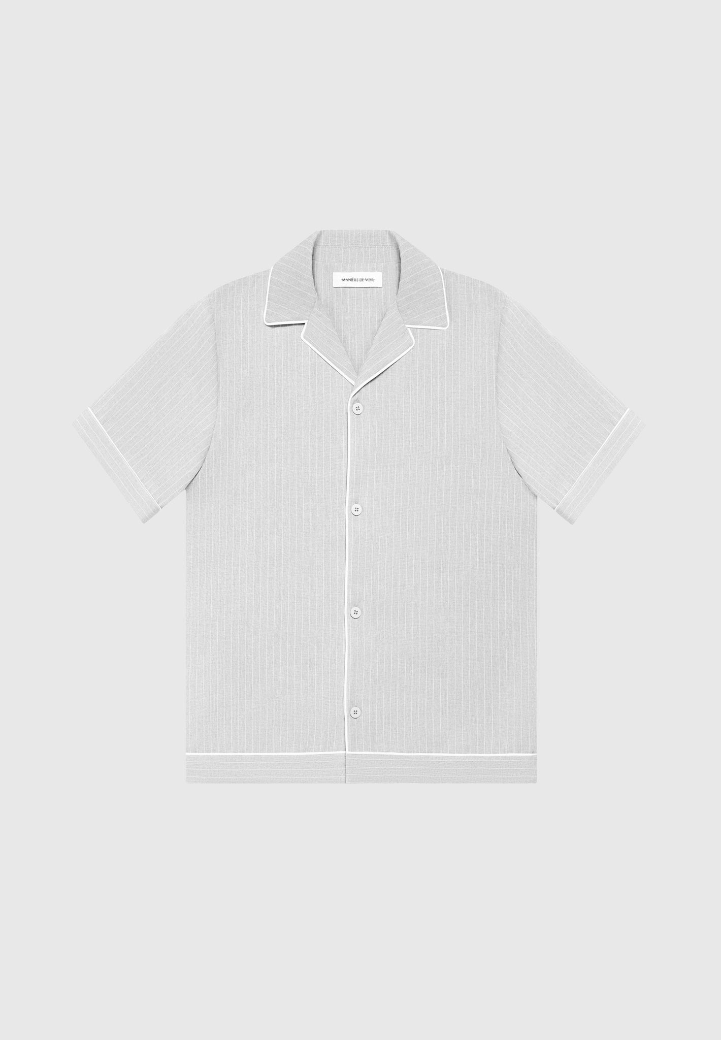 Pinstripe Revere Shirt - Grey