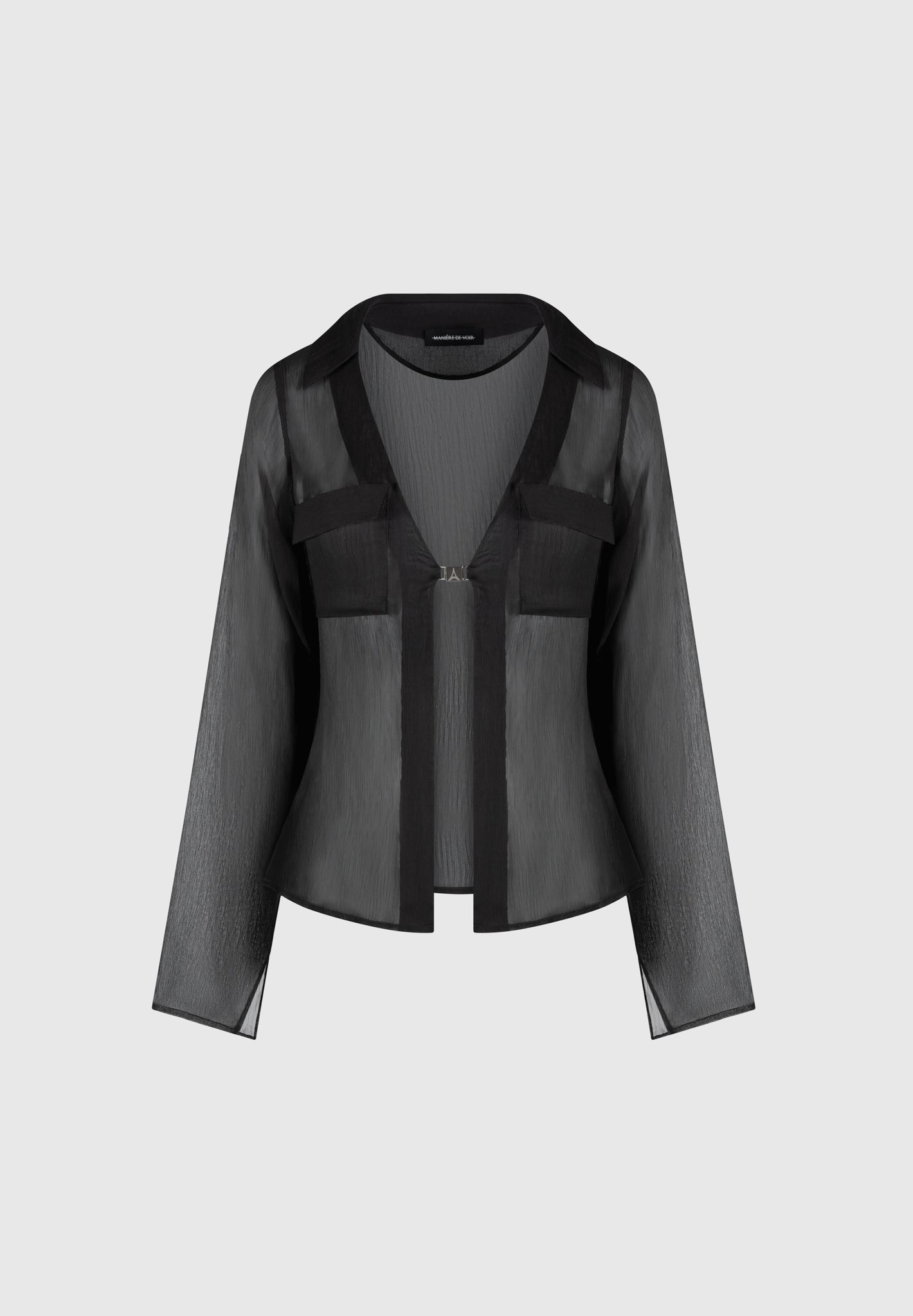 Sheer Shirt with Clasp - Black